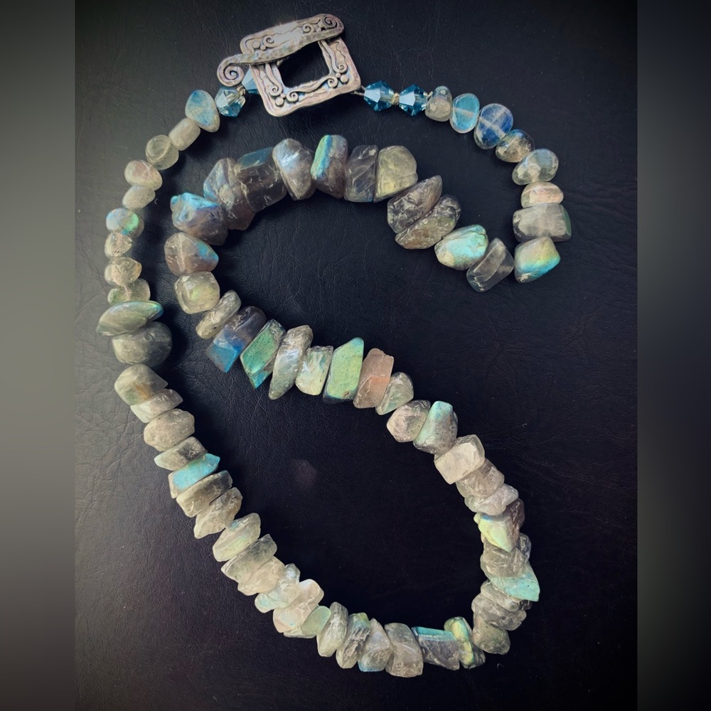 Artisan Labradorite Nugget Necklace with Silver Clasp
